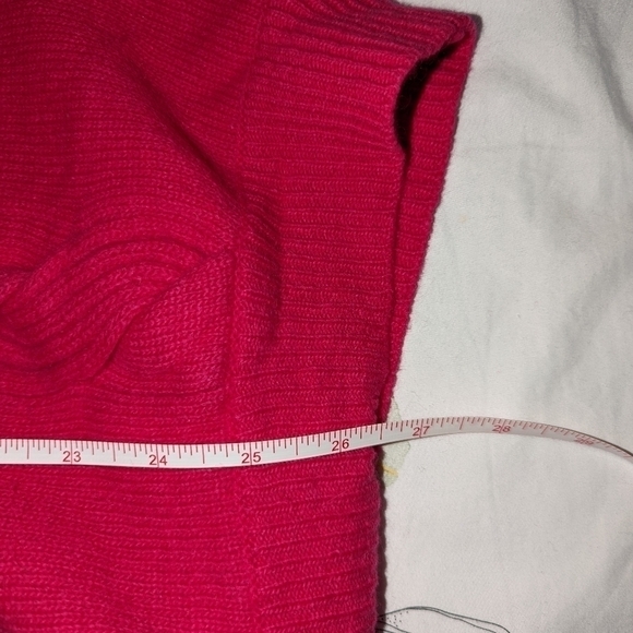 VINTAGE Pink Cable Knit Lambswool & Angora Crewneck Long Sweater Size Large - Picture 11 of 14